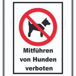 HB-Druck Mitführen von Hunden verboten Schild A2 Rückseite selbstklebend