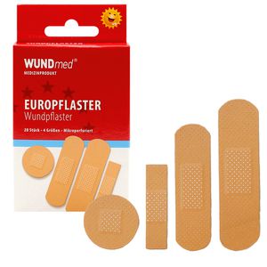 WUNDmed Pflaster Europflaster, 20 Strips, wasserfest, atmungsaktiv, 4 Größen