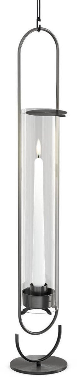 höfats OVAL CANDLE Kandelaar 55 zwart - Lantaarn van roestvrij staal en glas voor neerzetten of ophangen