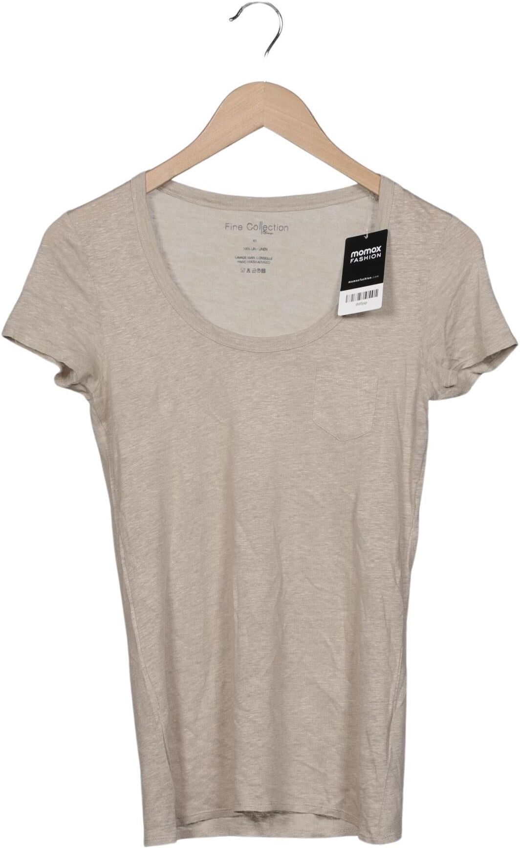 Fine Collection Damen T-Shirt, Beige, Gr. XS, Leinen - Second Hand