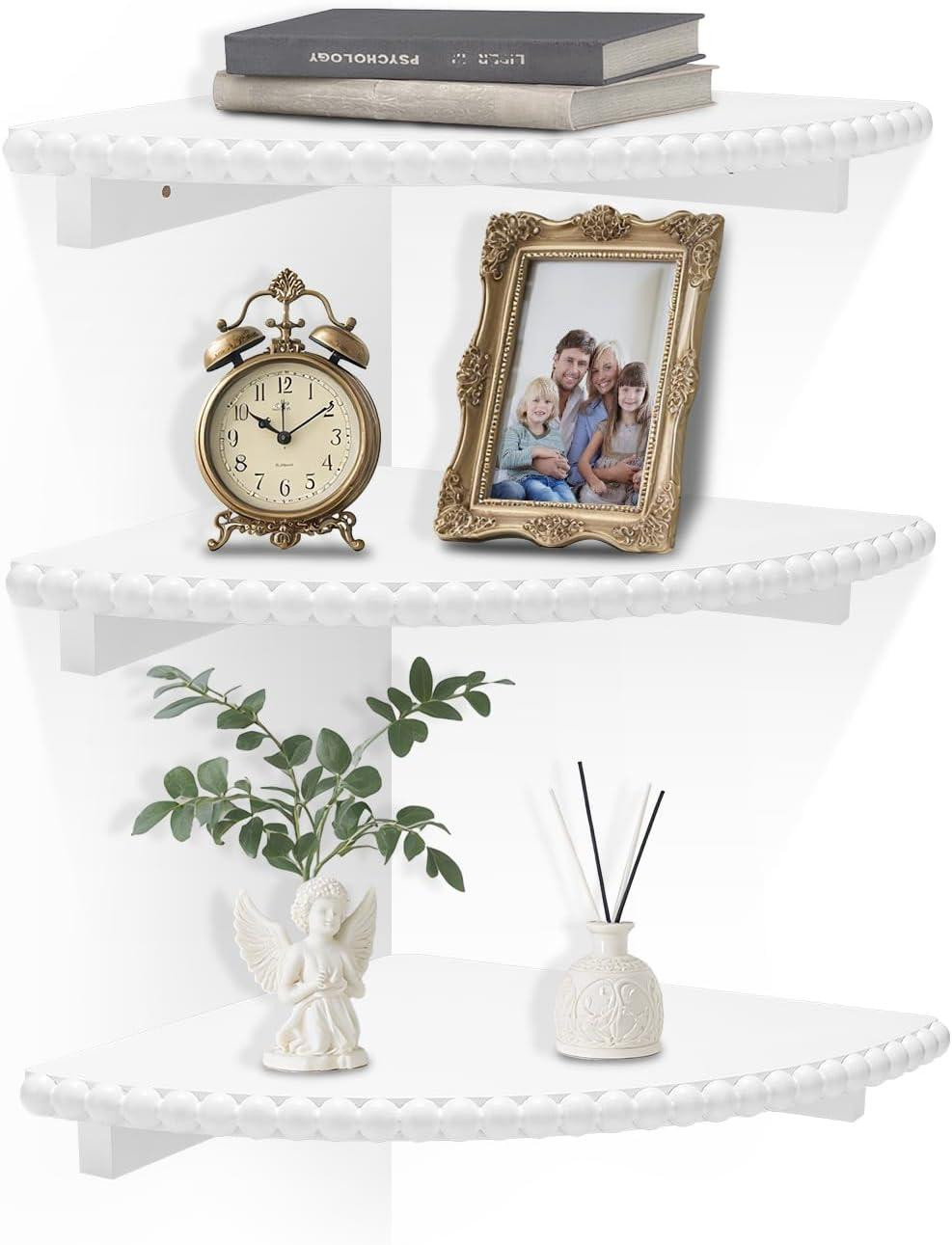 Set van 3 witte hoekplanken voor wandmontage in de keuken