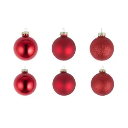 Weihnachtsbaumkugeln  26er Set   , rot , Glas,Aluminium Ø: 7