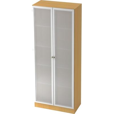 Hammerbacher Glastürenschrank Solid 5 OH Sockelblende Griff SG Buche/Silber