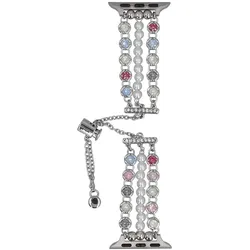 Neue Armbanduhr GlacierX Slider Clasp Triple Chain Pearl Bracelet Crystal Candy für Apple Watch 38/40/41mm Silberfarben