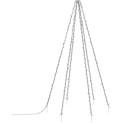 FAHNENMAST LICHTERKETTE 6 Stränge-2,08m 192LED Warmweiß Schwarz Aussen