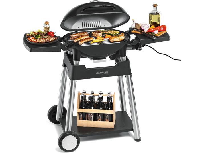 ROMMELSBACHER Elektrogrill BBQ 4100/S , schwarz, B:116cm H:98cm T:56cm, Kontaktgrill_Standgrill_Tischgrill_Teppanyakigrill, BARBECUE GRILL MIT GRILLWAGEN, Elektrogrill