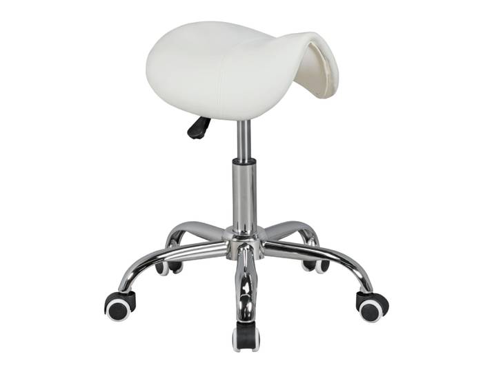 Tabouret de travail réglable en hauteur en similicuir, blanc
