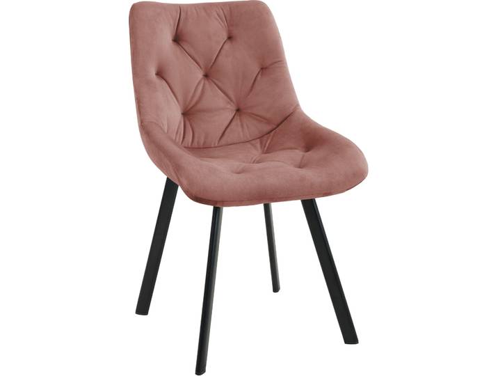 Eleganter Stuhl in pudrig rosa Samt mit schwarzen Beinen SJ.33