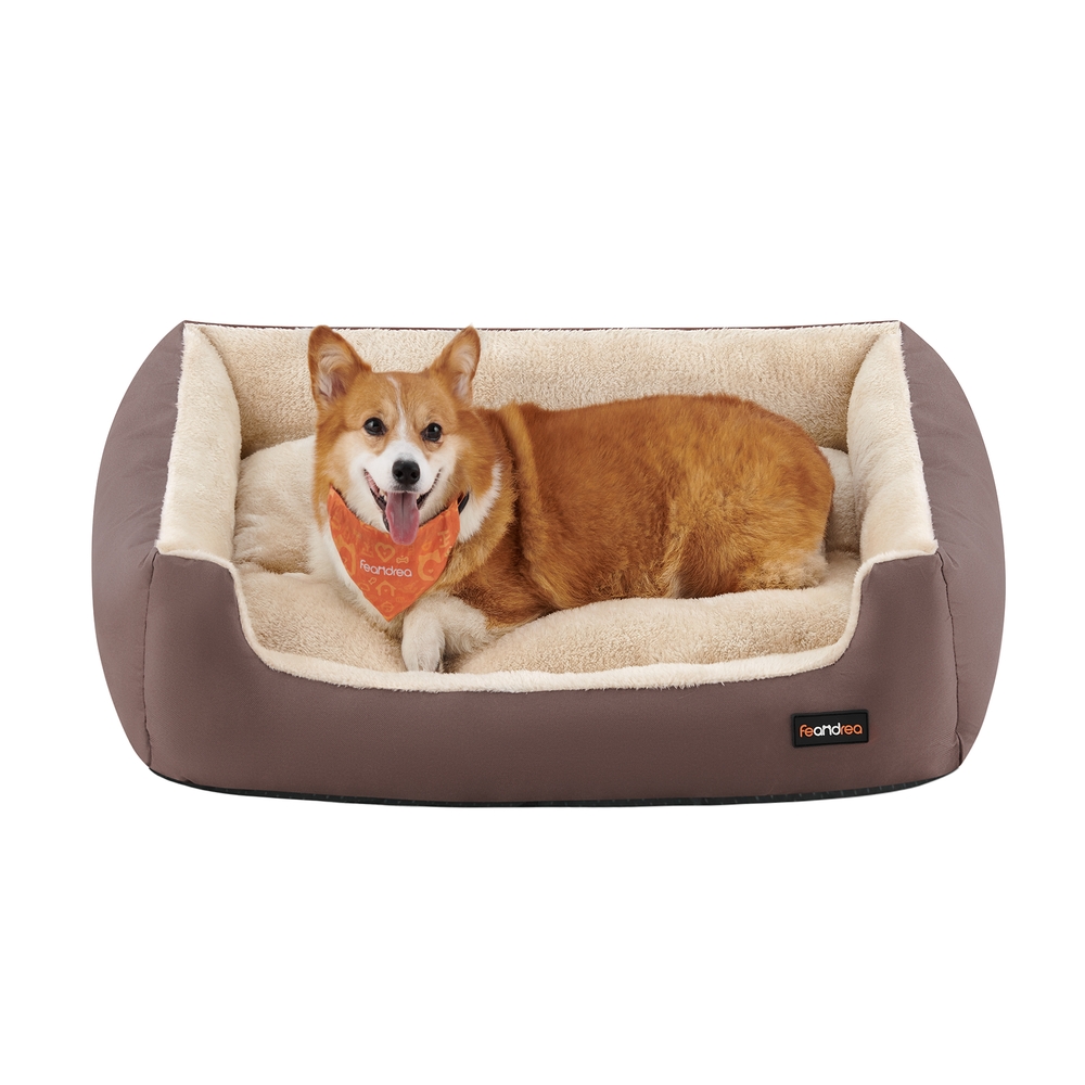 Feandrea Hundebett mit Wendekissen 85 cm Braun PGW04Z