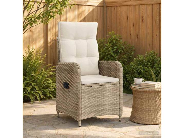 vidaXL Verstellbarer Gartenstuhl Beige und Cremeweiß