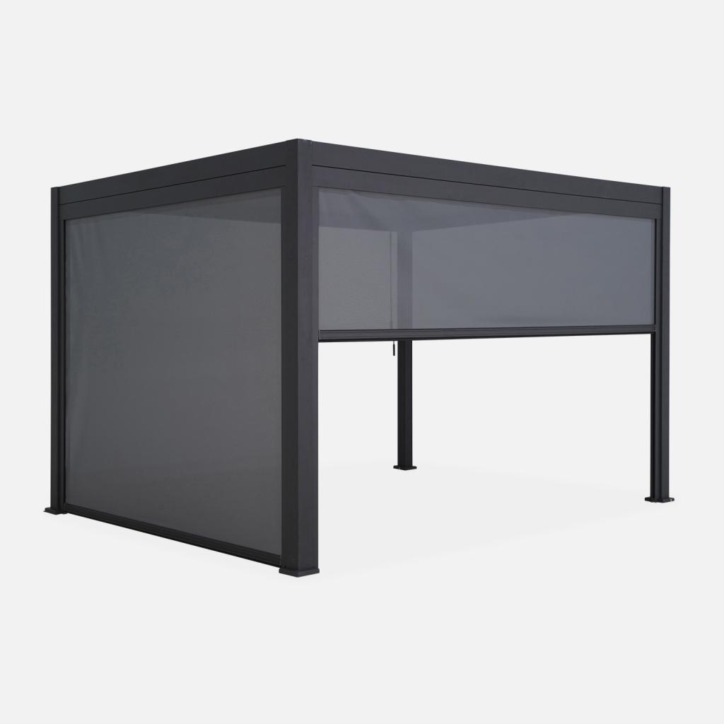 sweeek - Pergola mit Lamellendach Triomphe 3x4m + Markise 3m + Markise 4m - Anthrazit