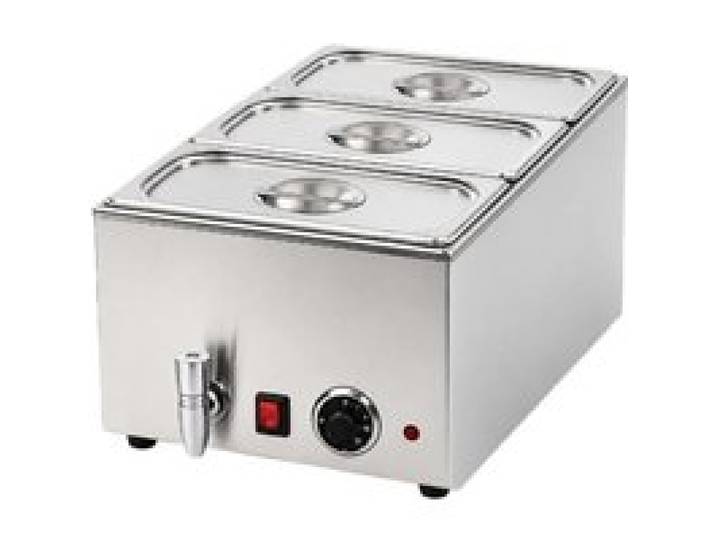 Bain-marie électrique - PESAGE MB - 3 x GN 1/3 - Robinet de vidange - 1200W 230V - Inox bacs et couvercles