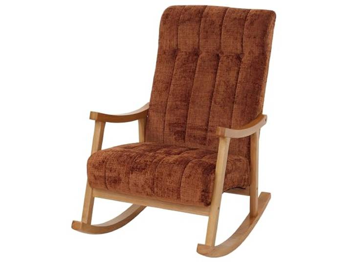 Mendler Schaukelstuhl HWC-K10 Chenille - terrakotta, Gestell Natur Relaxsessel, FSC®, Stoff/Textil, Chenille (465g/m²), Holz