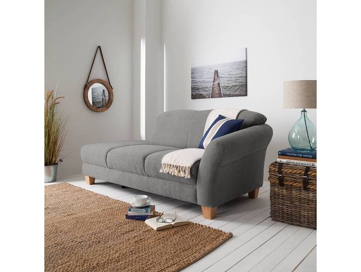 Recamiere Webstoff Grau/Grau Webstoff 194 x 84 x 91cm Armlehne davorstehend rechts Natur