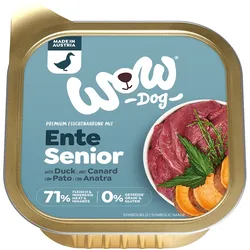 WOW Senior 150g Hundenassfutter Sparpaket 22 x 150 Gramm Ente mit Süßkartoffeln