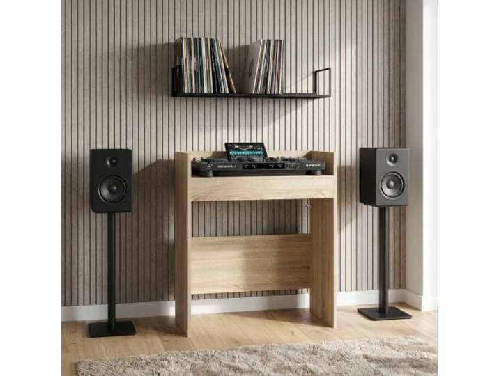 ZXQVLMRS DJ-Tisch Sonoma-Eiche 102 x 45 x 102 cm Musik-Pult Stabile U-Form, Vibrationdämpfende Konstruktion, Für digitales Equipment