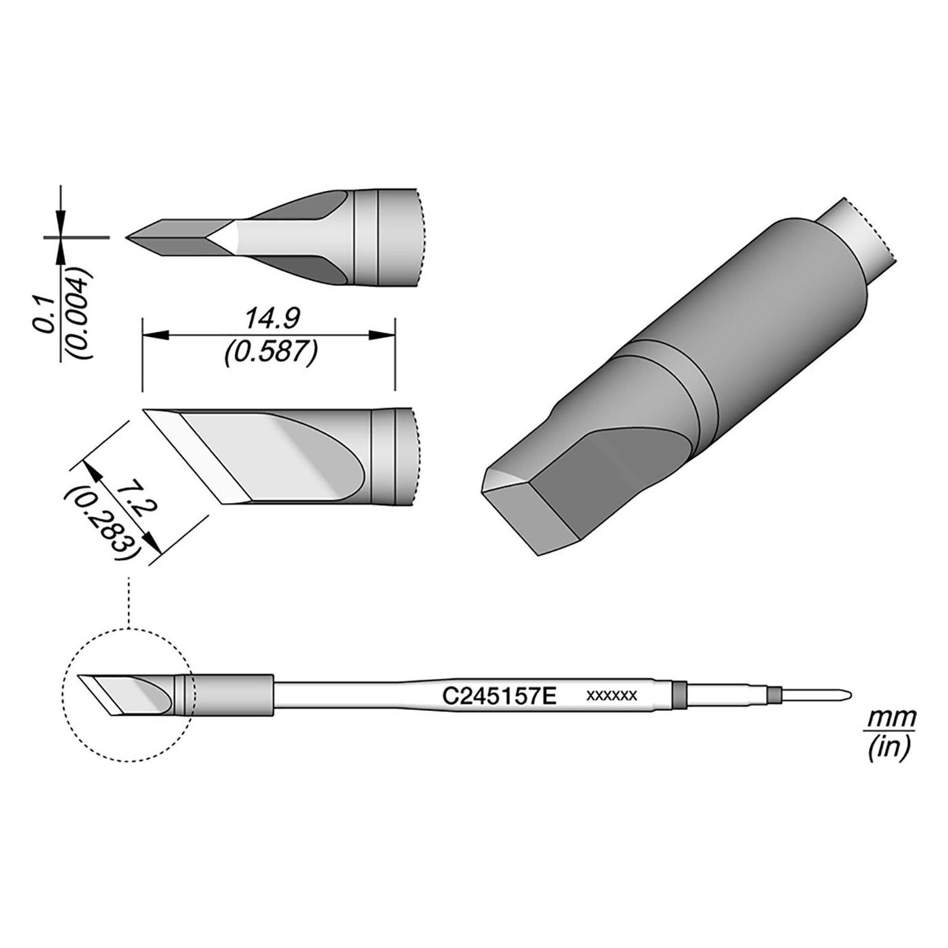 JBC Lötspitze Serie C245E, C245157E/7,2 x 0,1 mm, Klingenform (Lötspitze) (C245157E)