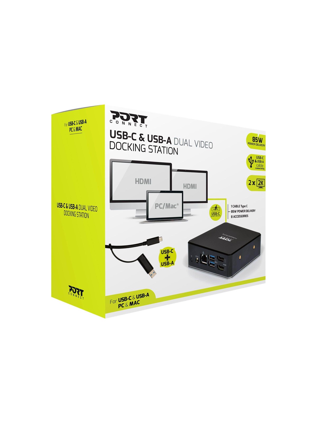 PORT Designs PORT connect USB-C & USB-A Dual Video Docking Station 2 X 2K