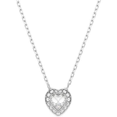 Kette mit Anhänger SWAROVSKI "Schmuck Geschenk Ariana Grande Halskette Herz", silber (metallfarben, kristallweiß), Halsketten, Damen, Metall, L: 38, mit Swarovski Kristall
