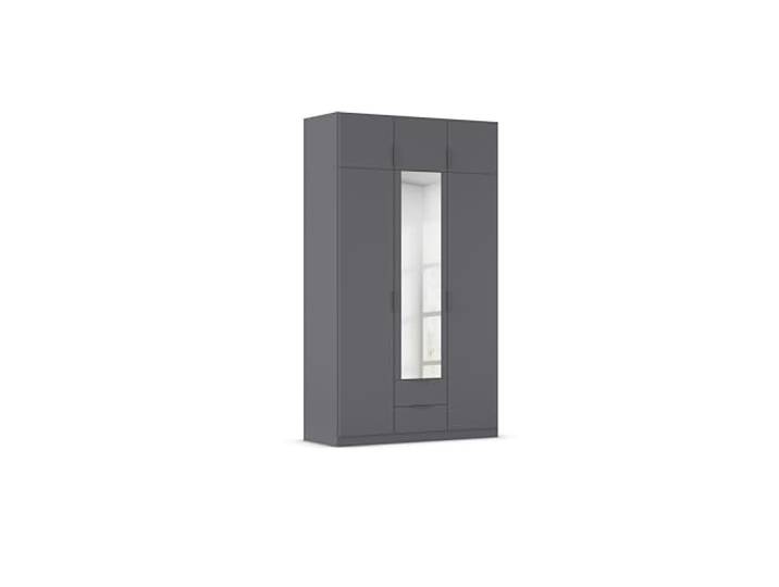 Rauch Möbel LAGOA, Kleiderschrank, Farbe Grau metallic, Breite 136 cm Schrank, 6-türig, Spiegel, 2 Schubladen, Zubehör Basic, für Schlafzimmer, Kinderzimmer, Babyzimmer, Garderobe