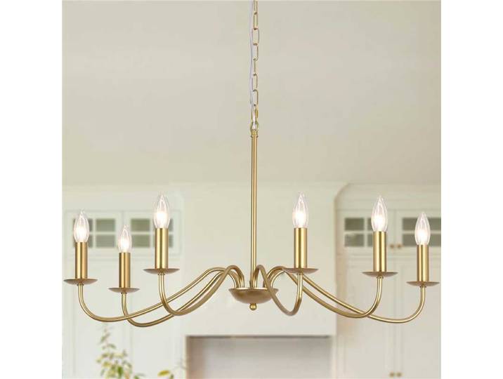 Lustre Moderne Doré Style Ferme, Lustre de Plafond Semi-Encastré Vintage à Intensité Réglable - Salle à Manger/Îlot de Cuisine/Hall