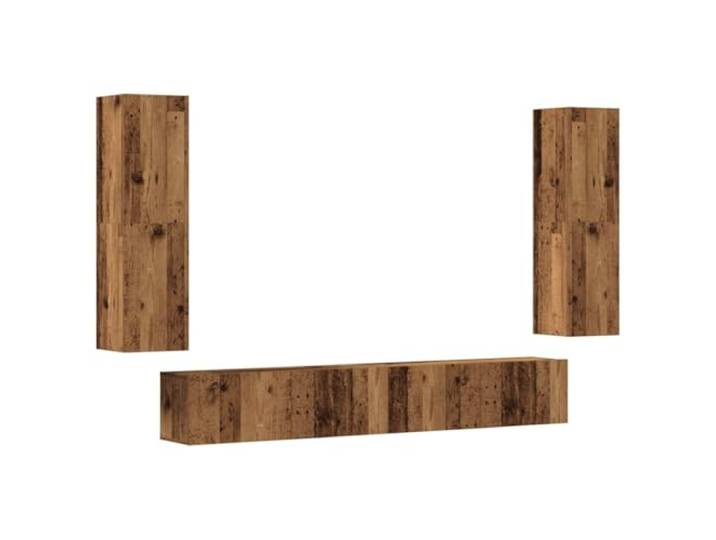 hliofuir TV-Wandschrank 4er Set Altholz-Optik Holzwerkstoff Hängeboard Vielseitige Wandmontage im Wohnzimmer für geordnete Mediengeräte, mit flexibel wechselbarem Türanschlag für jeden Raum.