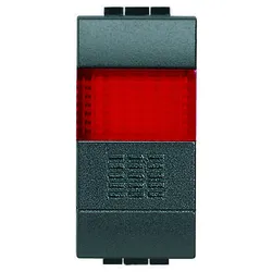 BTicino L4038R Taster 1-polig Schließer mit Leuchtsignal Rot Anthrazit