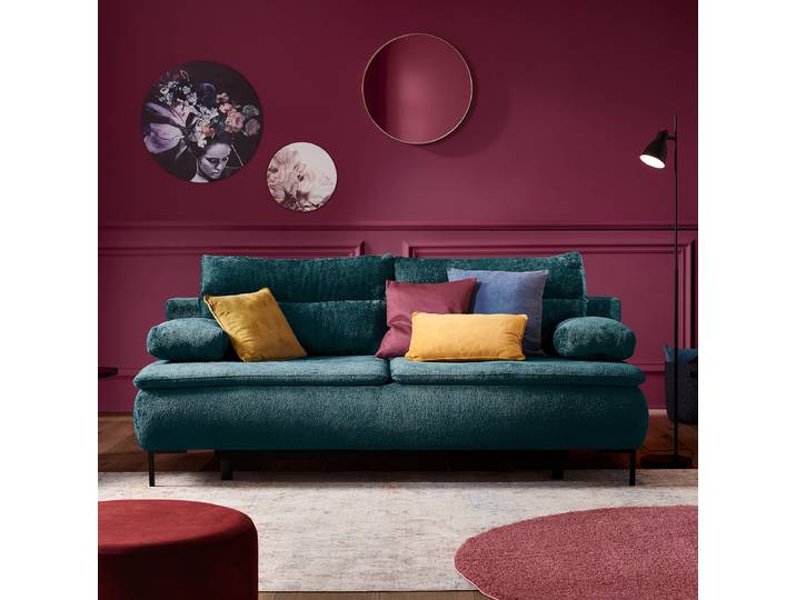 Boxspring-Schlafsofa Blau Chenille Lorin 202 x 93 x 100cm mit Schlaffunktion