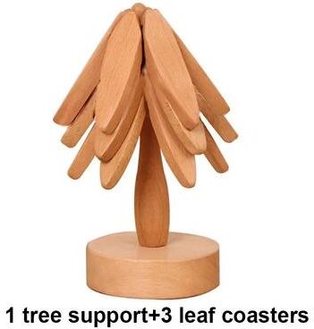 Uplift Treasures 4 Piece Tree Design Bamboo Wooden Trivets Set a l