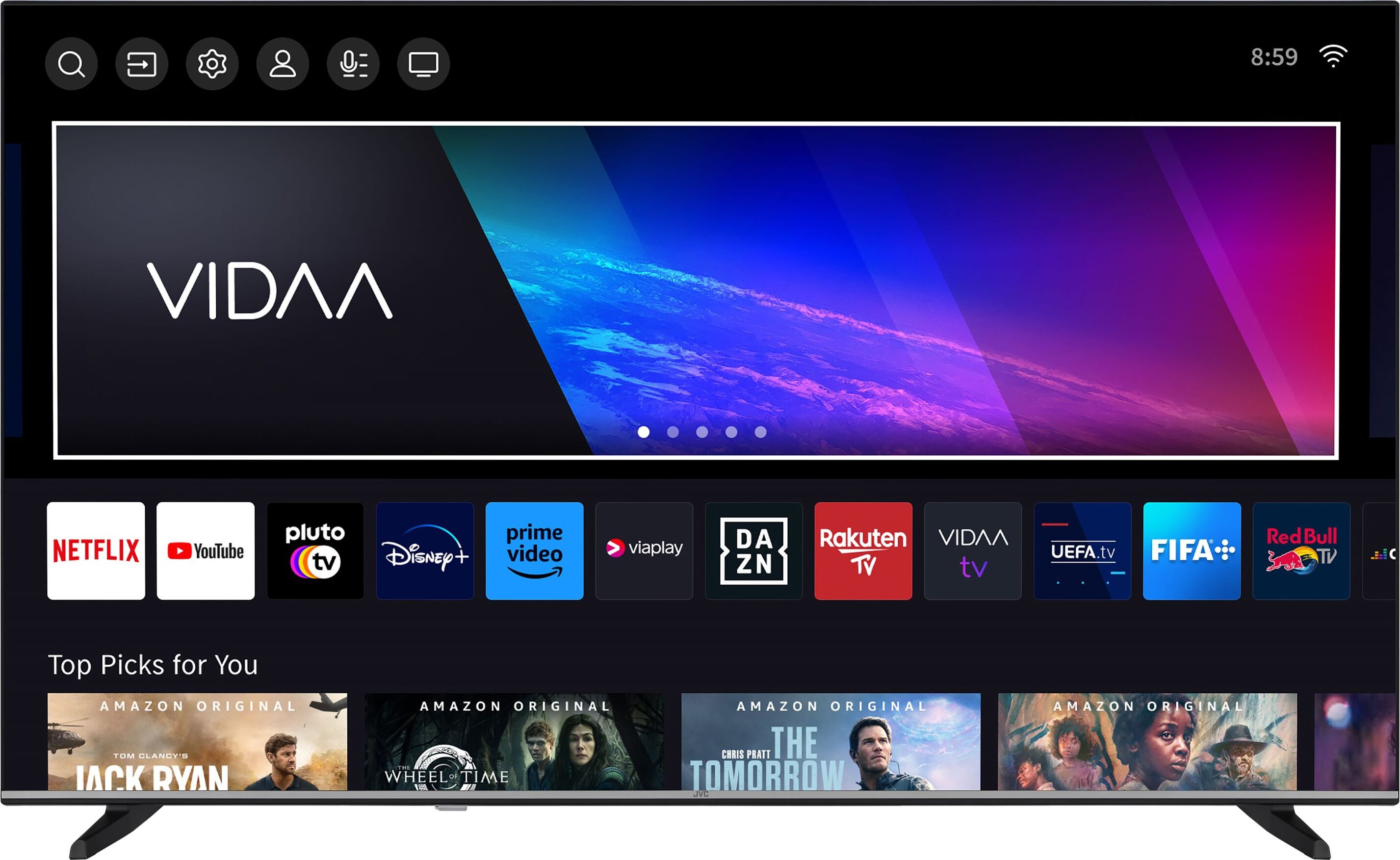 JVC Fernseher 65 Zoll Smart TV VIDAA LT-65VD3555 4K Fernseher UHD, HDR Dolby Vision und Triple-Tuner