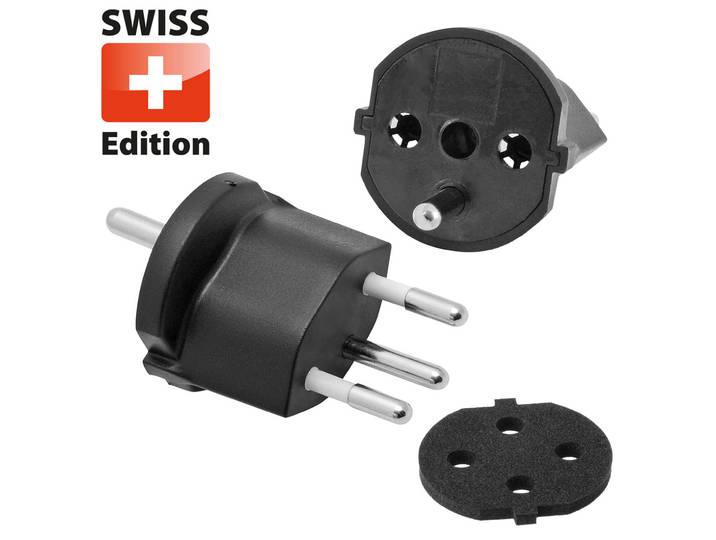 Fixadapter CH Typ12 / Schuko (für 3-polige Variante), 10 A / 250 VAC