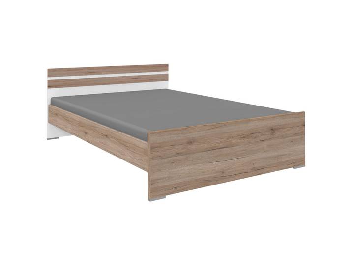Einzelbett, Weiß, 140x200 cm, Eiche San Remo, Made in Germany, Schlafzimmer