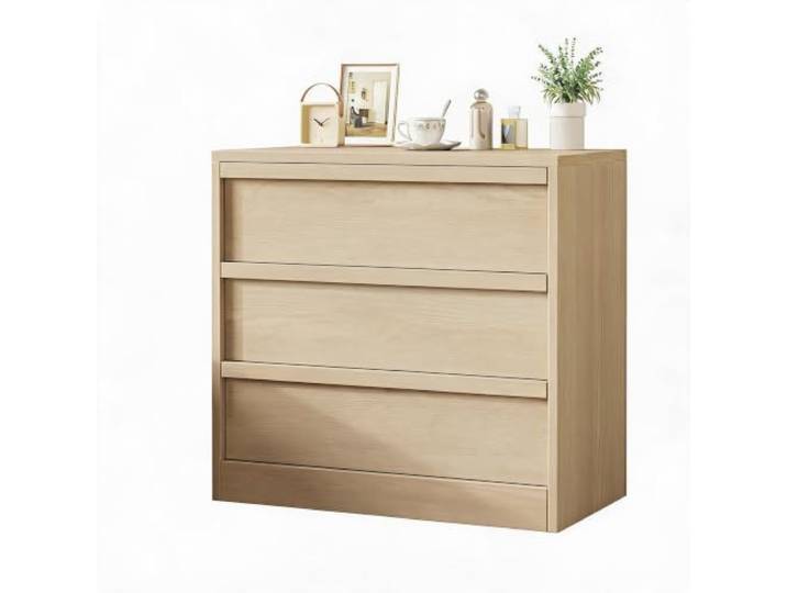 Zstar Kommode mit 3 Schubladen, helles Holz, Griffe aus Holz, kippsicher Sicherheitsvorrichtung zum Schutz Ihrer Liebsten, Schubladen gleiten sanft, helle Holzfarbe für alle Stile