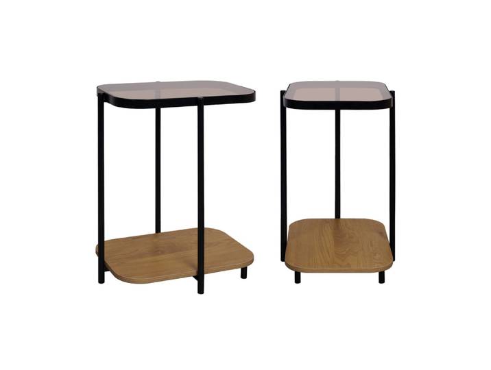 Lot de 2 bouts de canapé vintage double plateaux