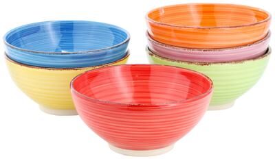 Elama Color Ridge 6.25 Inch 6 Piece Round Stoneware Assorted Bowl Set