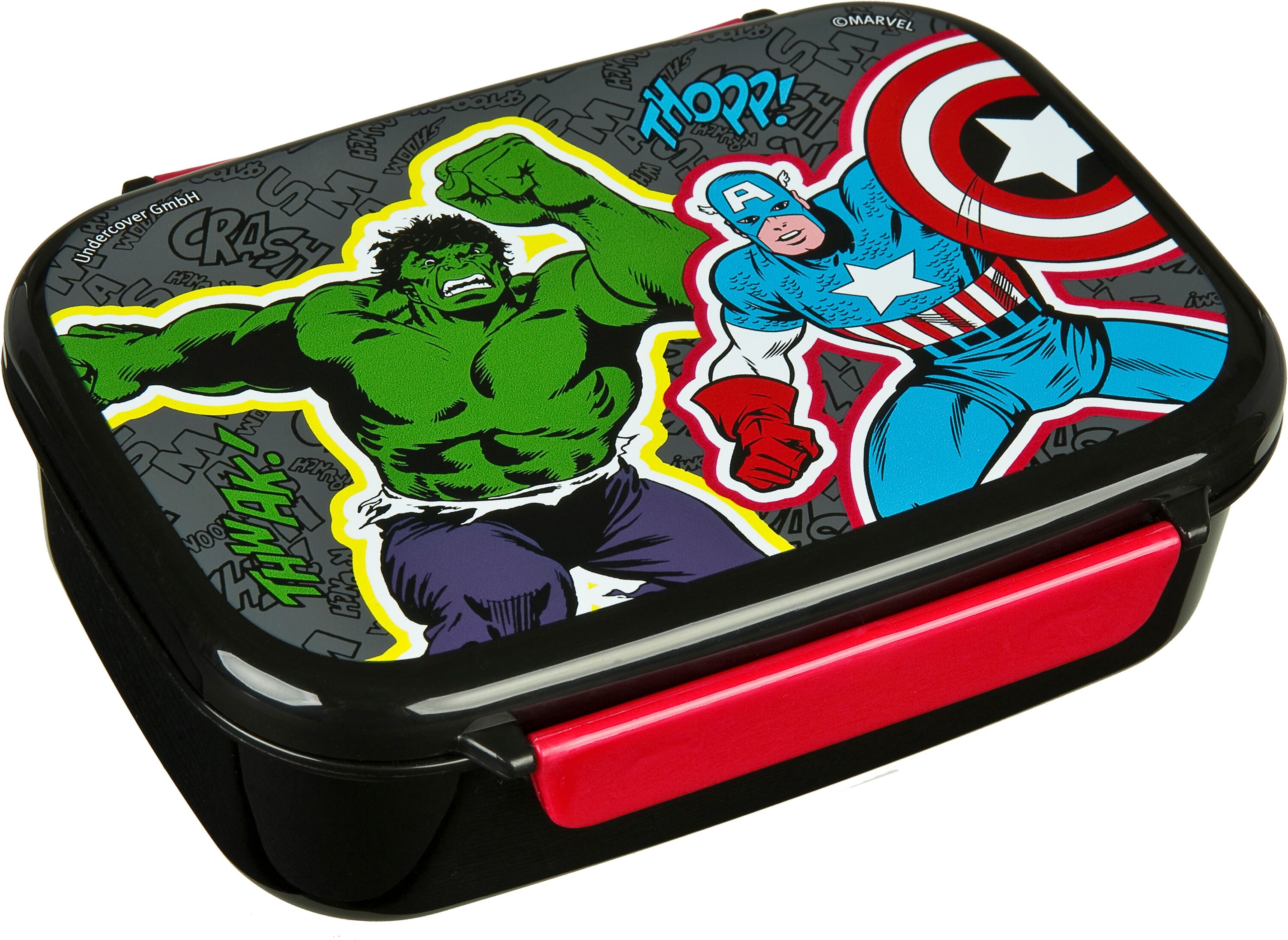 Lunchbox SCOOLI "mit Trinkflasche", Kinder, Gr. B/H/L: 13,5cm x 6cm x 18cm, avengers, Kunststoff, Lebensmittelaufbewahrungsbehälter Lunchbox avengers B/H/L: 13,5cm x 6cm x 18cm
