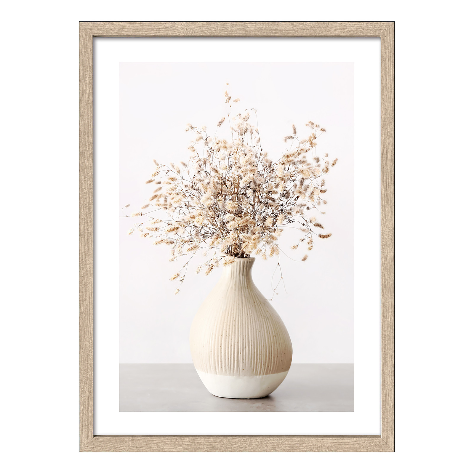 home24 Still Life Dried Flowers Wanddecoratie, Beige/Grijs, B: 55 cm, D: 3 cm, H: 75 cm