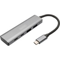 USB-C 4-Port 2x USB A + 2x USB-C, USB-Hub silber