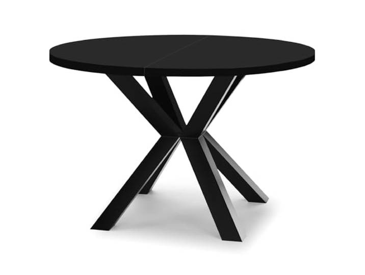 Dekori Möbel Runder Ausziehbarer Tisch für Esszimmer RAL mit Holzbeinen, Skandinavischer Stil, Durchmesser Varianten von : 90 bis 220 cm (Schwarz, 110/160 cm)