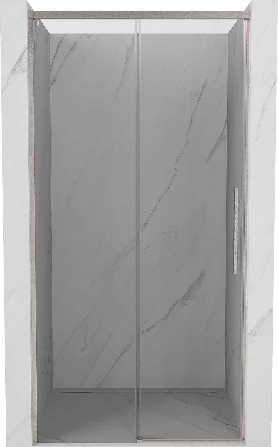 Mexen Rox Schiebetür-Duschabtrennung 130 cm, transparent, gebürsteter Nickel - 8C2-130-000-97-00