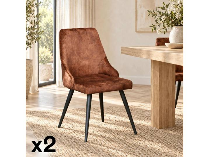 Chaise en velours (lot de 2) MALMOE - Havane