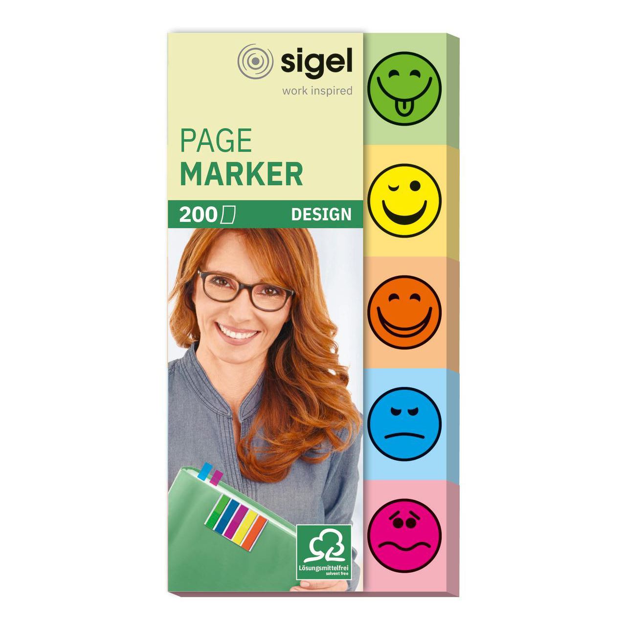 SIGEL DESIGN Haftmarker farbsortiert "Smiley" 5x 40 Streifen