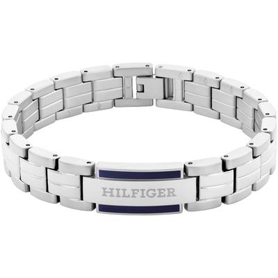 Armband TOMMY HILFIGER "PARKER", blau (edelstahlfarben, blau), Armbänder, Herren, 19cm, Edelstahl, Armband, mit Emaille