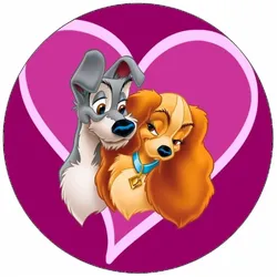 Essbares Papier „Lady und der Tramp“, Herz, 19,5 cm