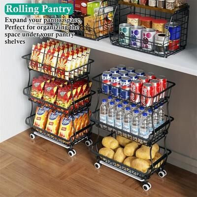 No 5Tier Kitchen Organizers and Storage Cart on Wheels