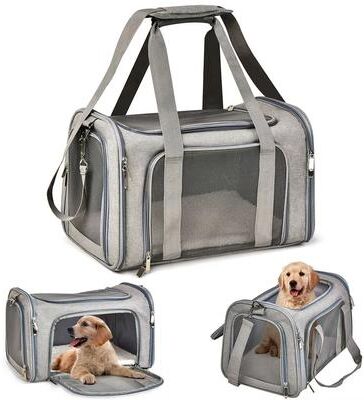 Inspired Finds Soft Side Pet Carrier Backpack Airline Approved Dog & Cat Travel Bag gray 19.69 13.39 13.39 Inches