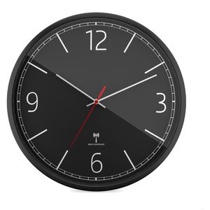 Mebus Wanduhr 12911, Kunststoff, analog, Funkuhr, Ø 30 cm, schwarz