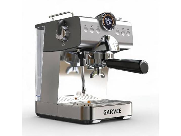 Kompakte Siebträger-Maschine 20 Bar, Thermoblock, Milchaufschäumer, 1,5L 3-in-1 Funktion, Manometer, 30-Sek.-Aufheizung, NTC-Temperaturkontrolle, Dual-Cup-Modus