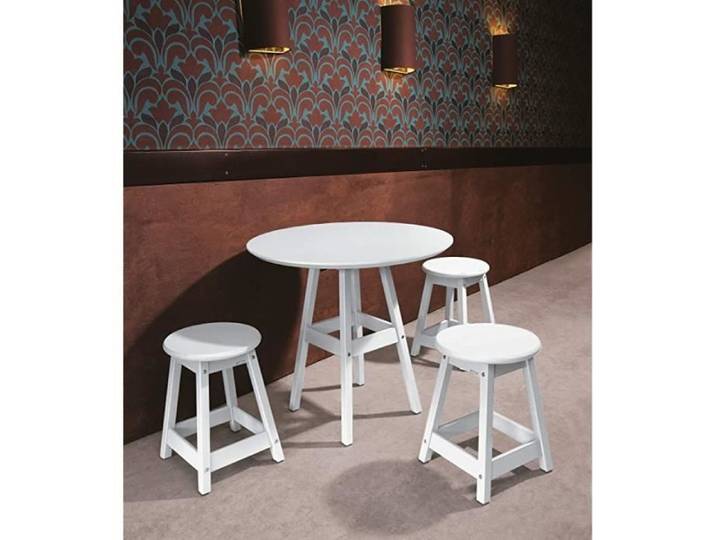 Venprodin Tramontine Table ronde en bois pour salon ou salle à manger blanche