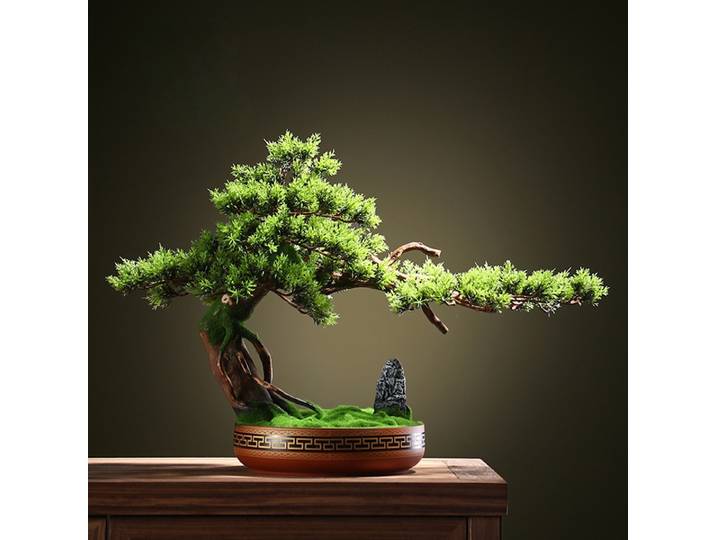 Simulation de bonsaï de pin de bienvenue, support de fleurs chinois, paysage, porche, bureau, salon, décoration de bureau